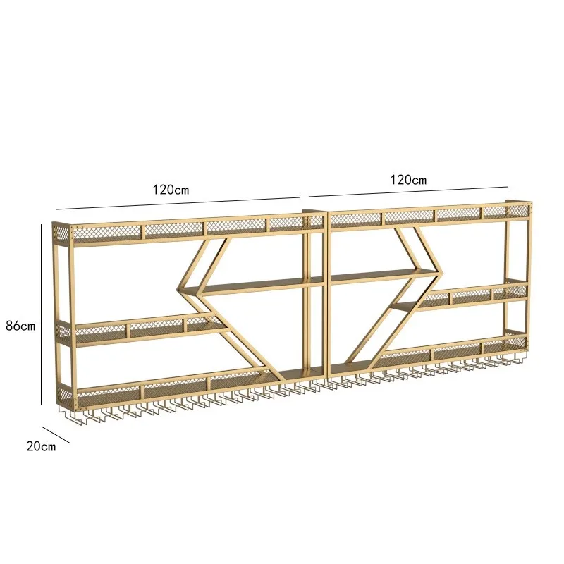 Metal Wine Bottles Storage Display Storage Shelf with Wine Glass Holder Liquor Bottles Storage Display for Home & Dining Room