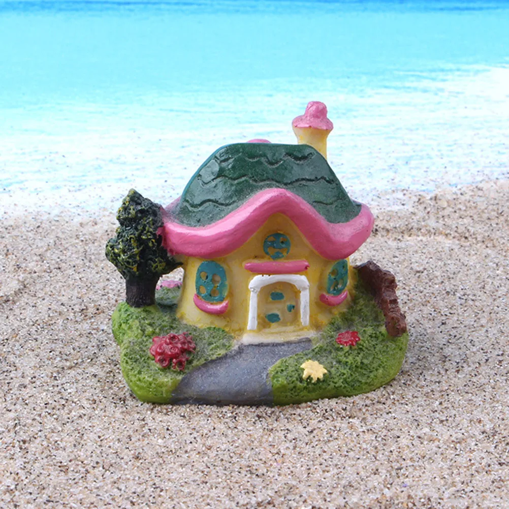 

4Pcs Resin Garden Ornaments Small House Decors Miniature Fairy Tale Hut for Bonsai Desktop Yard Landscape Accessories
