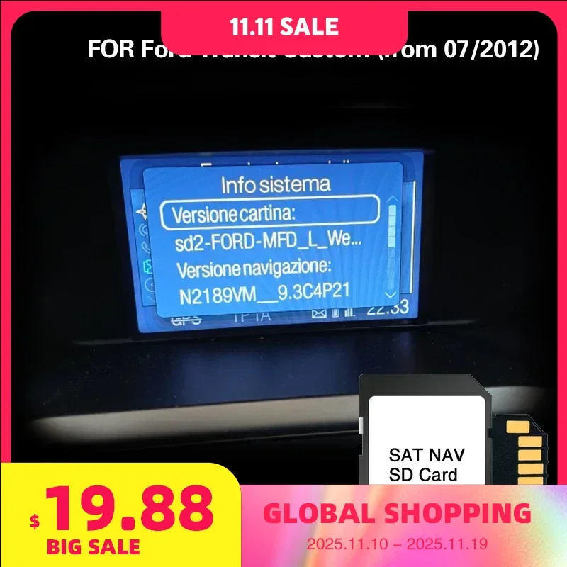

MFD 2022 San Marino Slovakia Slovenia Spain Map Update Data for Ford Transit Custom (from 07/2012) Sat Nav Memory Card