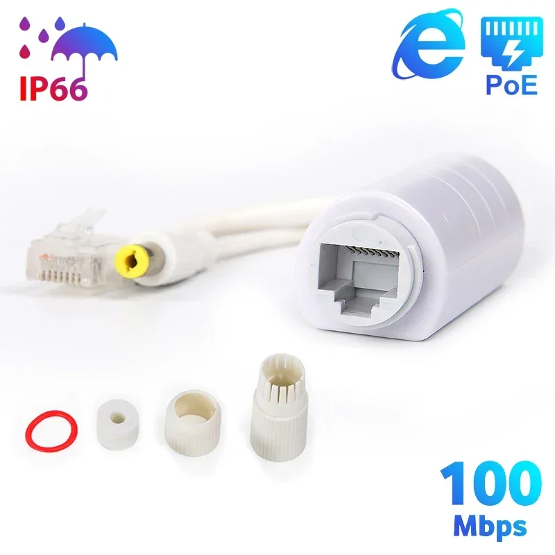 Wodoodporny Rozdzielacz PoE IEEE 802.3af 10/100Mbps Zasilanie przez Ethernet Adapter rozdzielacza 48 V do 12 V 5,5 x 2,1 mm DC/Typ C/MicroUSB Do kamer IP System NVR Połączenie WiFi