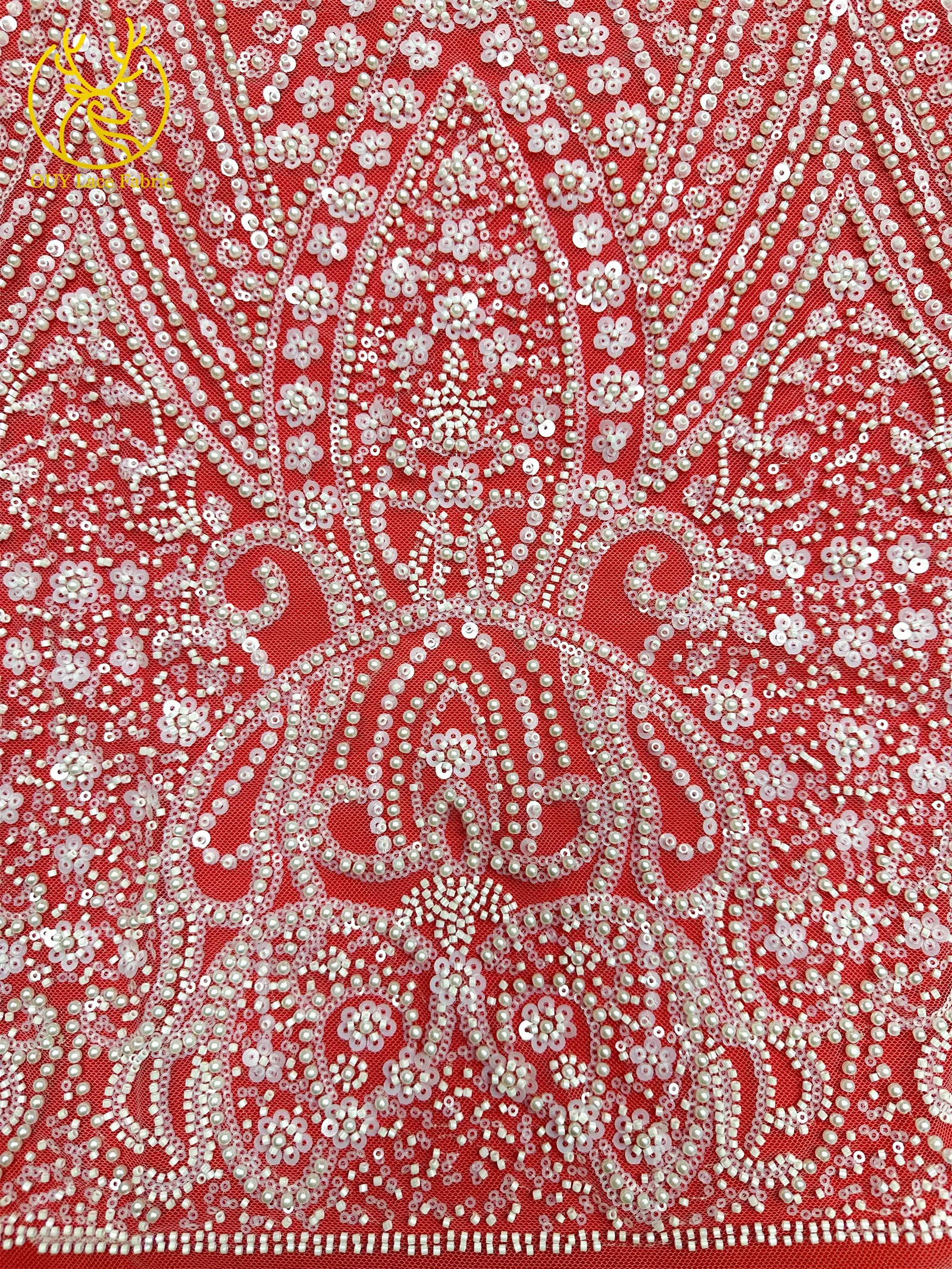 Rosa Eleganter Afrikanischer Bräutigam Perlenbesetzter Spitzenstoff 2026 Hochwertiger Französischer Tüll Pailletten-Spitzenstoff Nigerianisches Hochzeitskleid Spitze – Detail 12