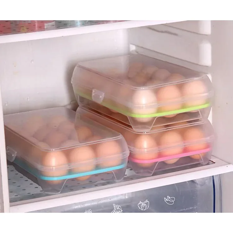 Fresh Keeping 15 Grid Transparent Egg Refrigerator Storage Box Portable Outdoor Anti-collision Plastic Egg Box Food Container