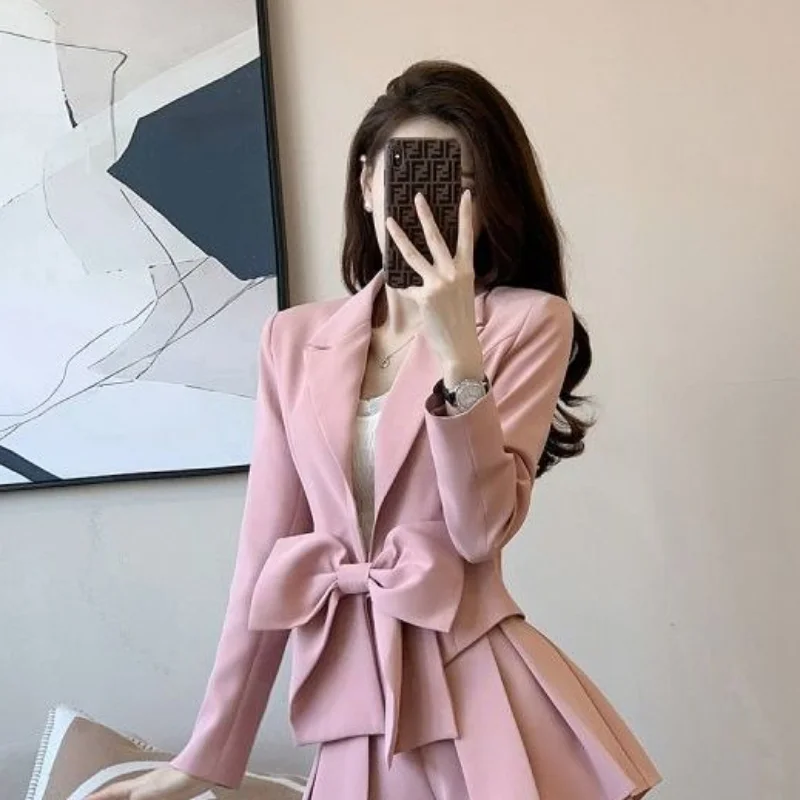 Pink Blazer Suit 2 Piece Outfits 2024 Women\'s Matching Sets Summer Sexy Skirts Skirt Korean Set of Two Fashion Pieces for Women