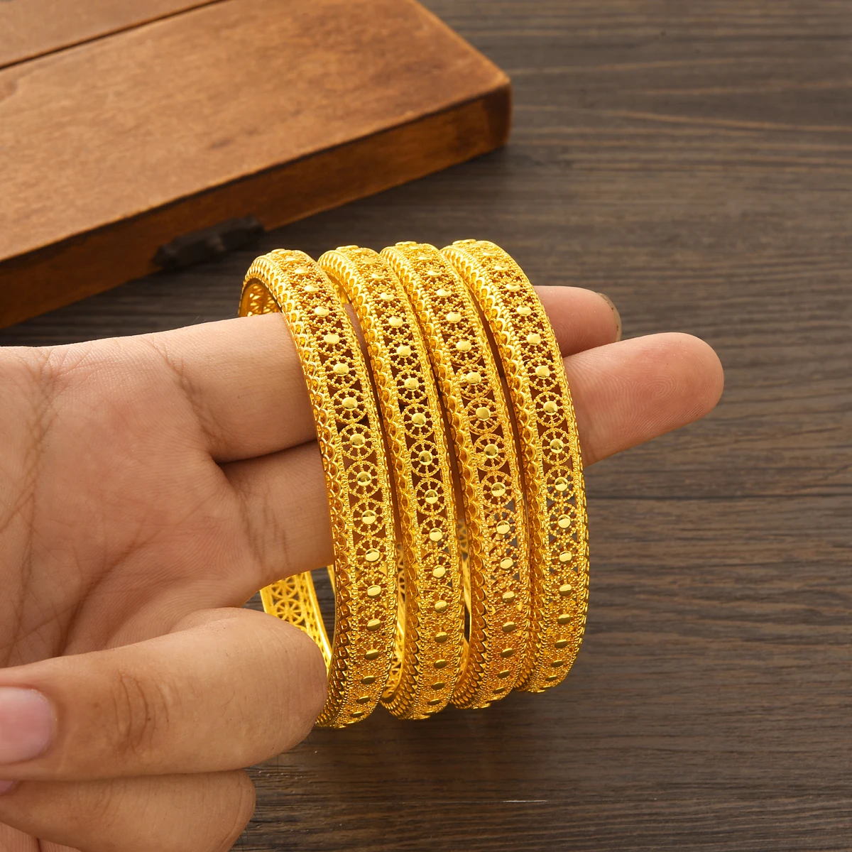 African Gold Color Bangles For Women Dubai Bracelet Jewellery Women Ethiopian Bride Wedding Bracelet Gifts #056