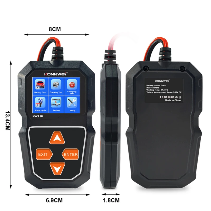 KONNWEI KW218 Car Battery Tester Cranking Test Charging Test for 6V Motorcycle Battery/ 12V Car Battery Truck Car Battery Tester