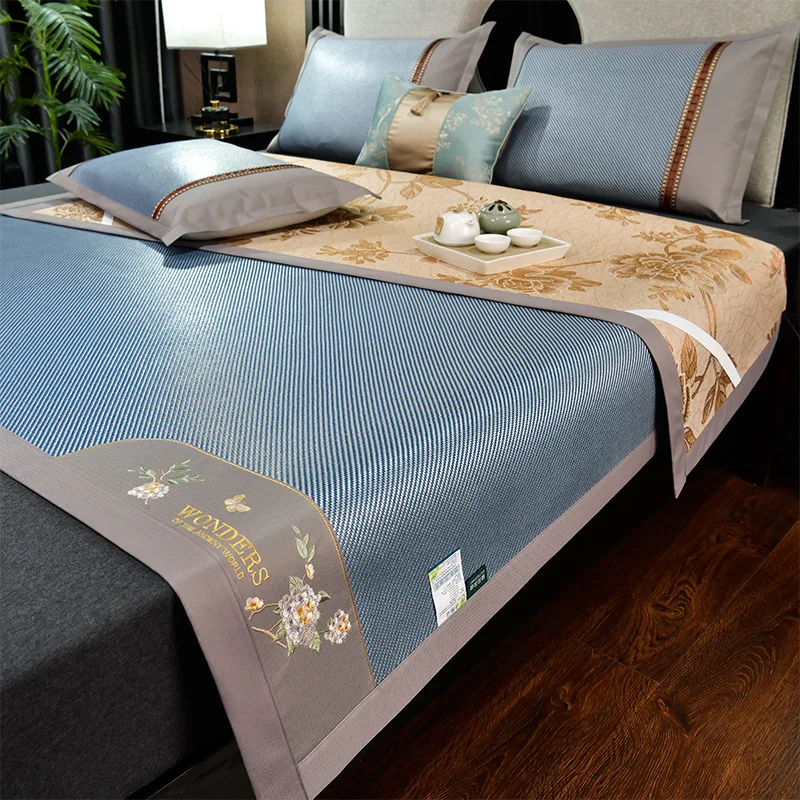 

Summer Sleeping Mat Naked Sleeping Natural Ice Rattan Mat Bamboo Mattress Ice polyester Mat Non-slip 2022 New Summer 3-piece Set