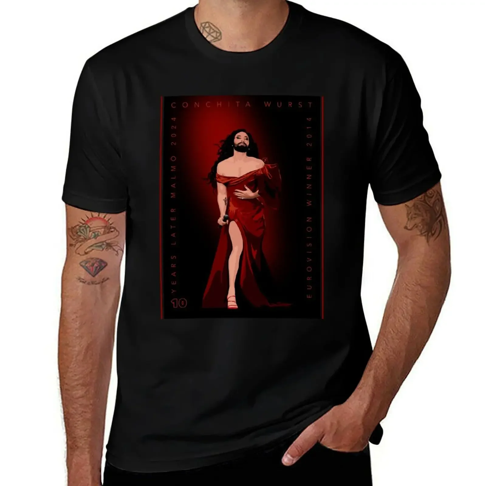 Conchita Wurst - ESC 2024 T-Shirt anime tshirt Blouse rapper graphic tees sublime t shirts for men