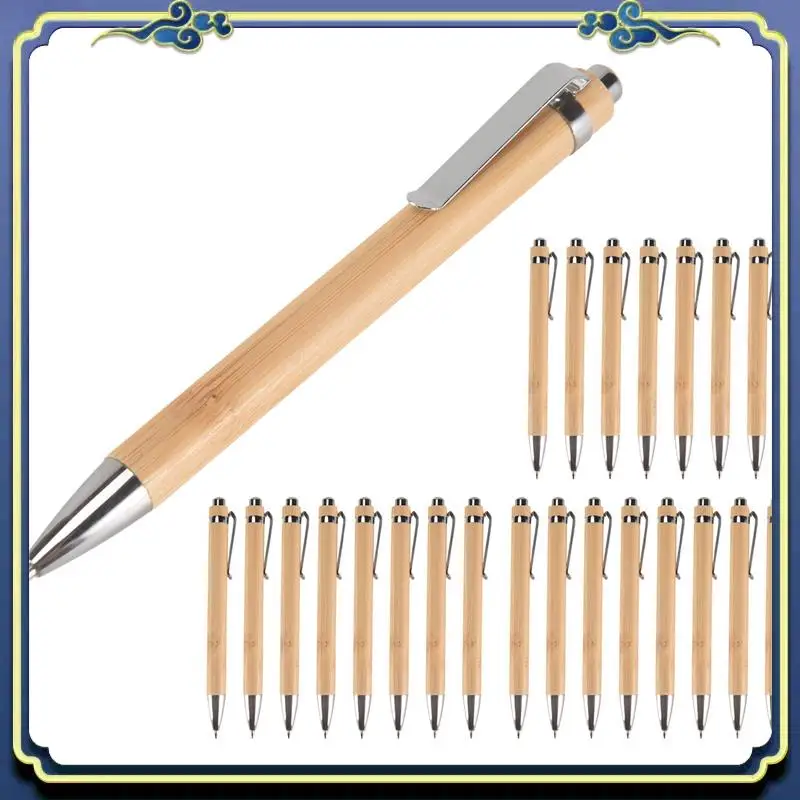 Portable 48 Pieces Bamboo Retractable Ballpoint Pen Black Ink 1 Mm Office Products Pens Bamboo Ballpoint Pen Wood Ballpoint Pens