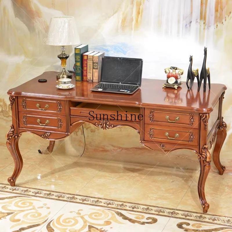 

American Country Solid Wood Corner Computer Desk Study Office Desk