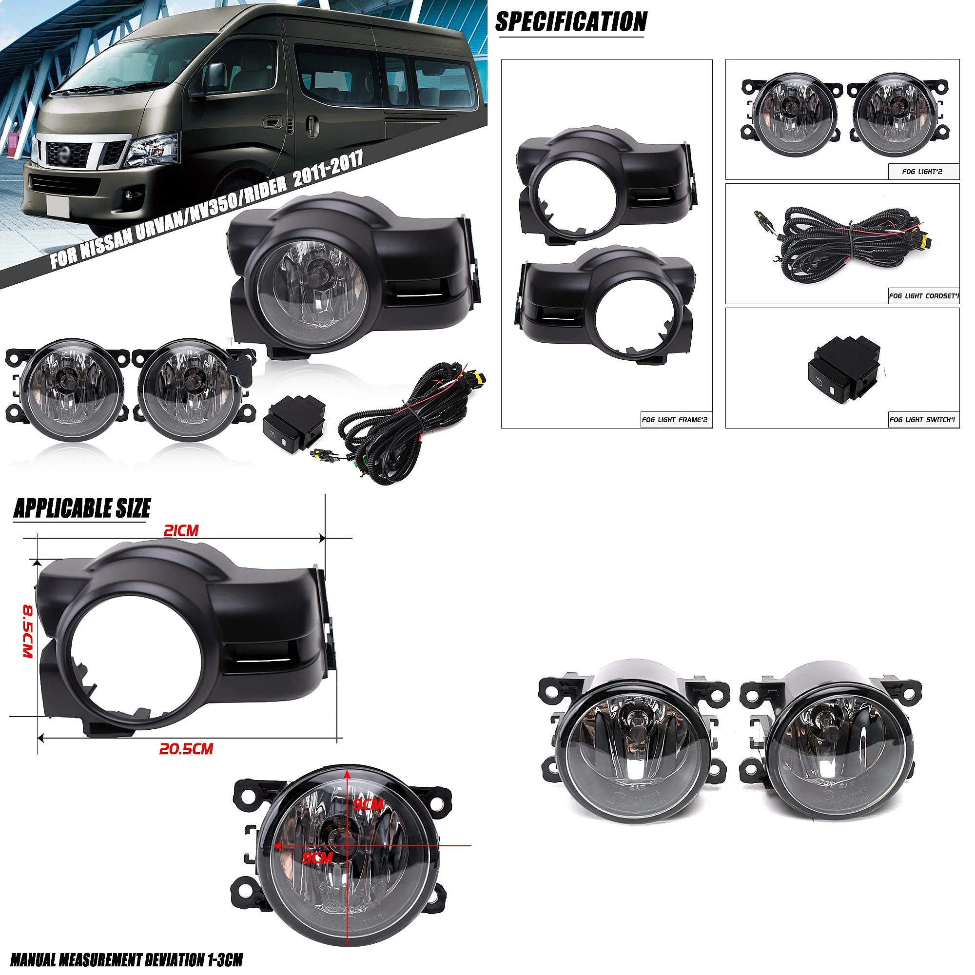 

For Nissan NV350 2011-2017 Front Fog Light Assembly Daytime Running Light Bumper Lamp