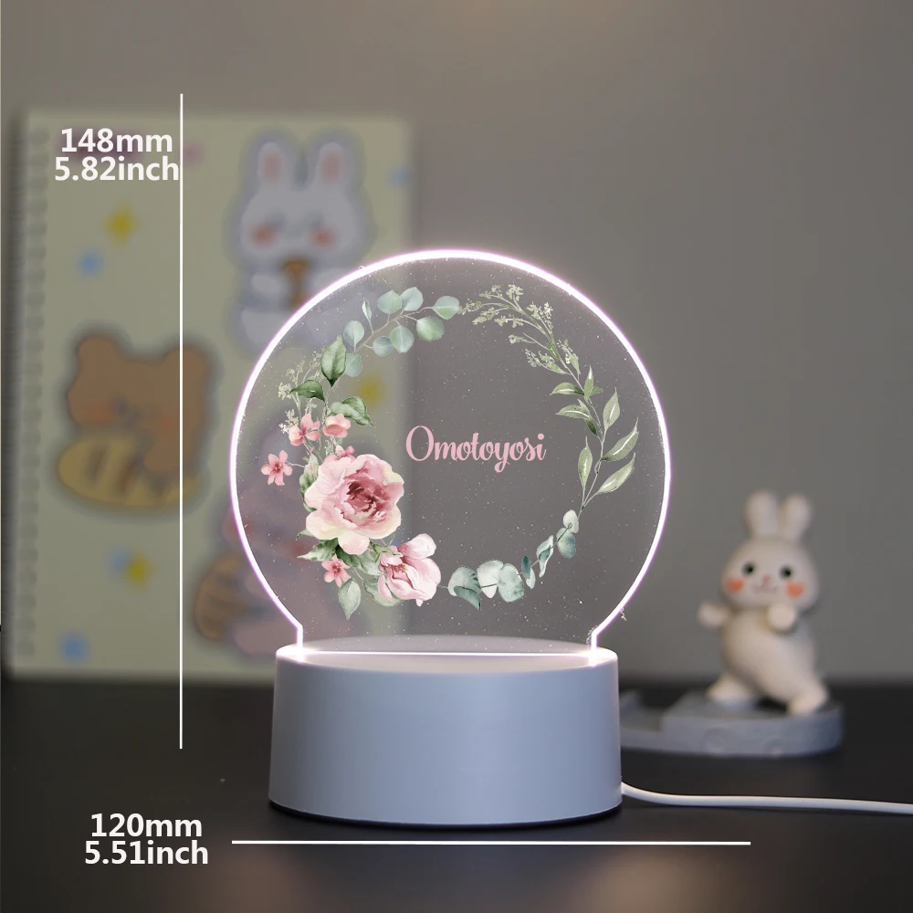 Personalized Custom  Flower Modern  3D Led Optical Illusion Table Lamp Gift For Kids Usb Atmosphere Desk Lamp