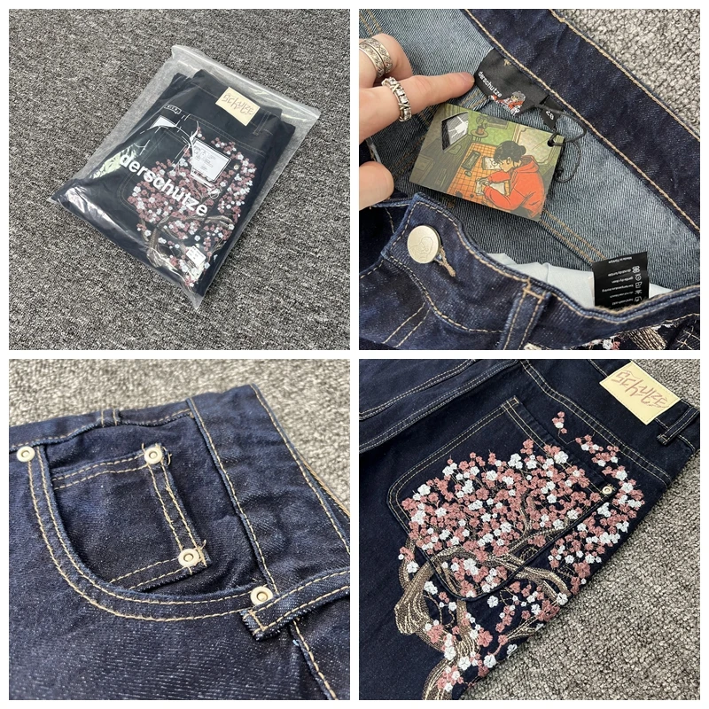 사쿠라 자수 스트레이트 레그 진 남성 데님 팬츠 미드  - Embroidery Jeans Sakura 리뷰 및 가격