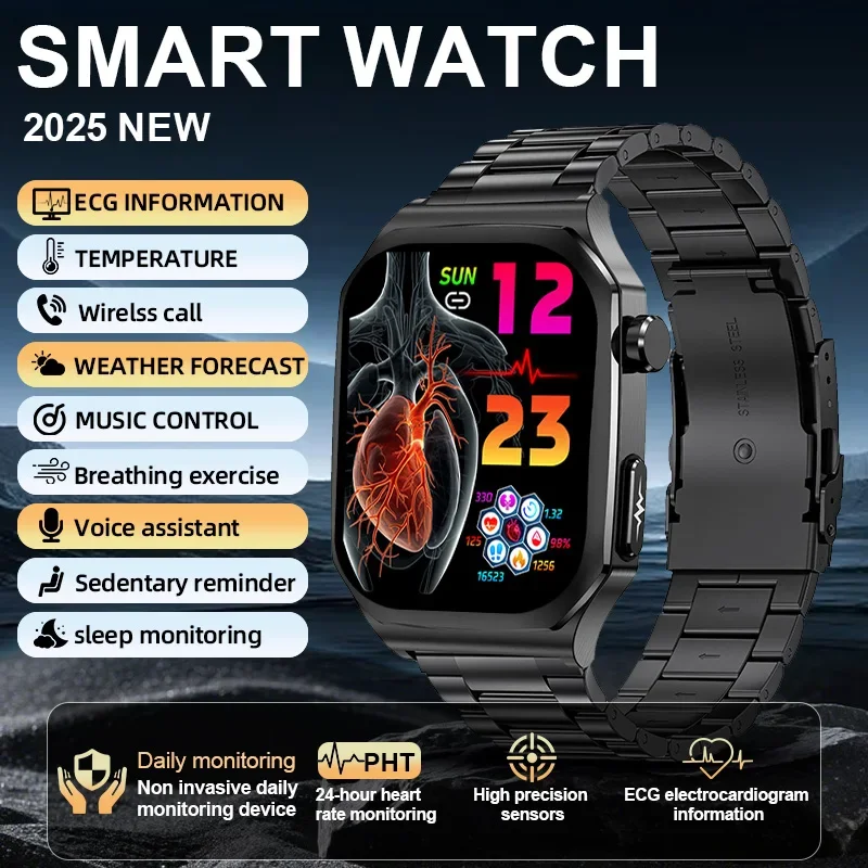 

New ECG Smart Watch BluetoothCall Smartwatch Men Waterproof Sport Smartwatches Uric Acid blood lipid Monitor AI Diagnos Bracelet
