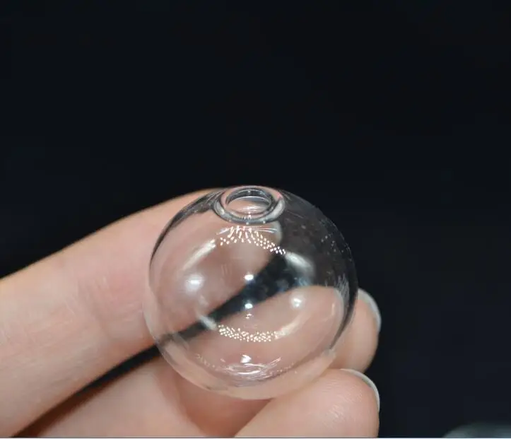 50set/lot 20mm Round Glass Ball Vial 5mm Mouth Open & 8mm Mental Cap DIY Jewelry Pendant vials glass globes display glass dome