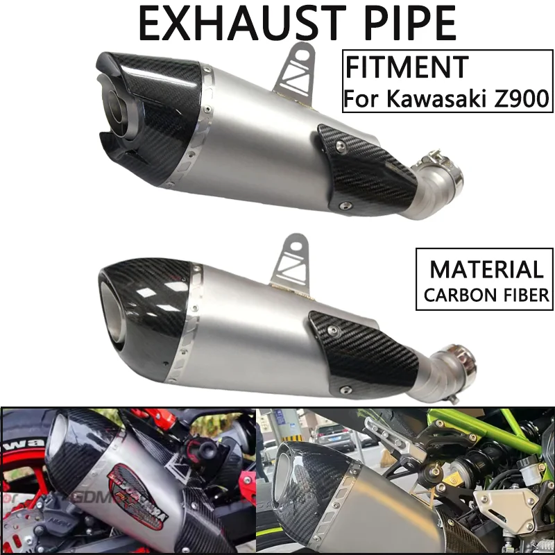 

For Kawasaki Z900 2017-2021 Motorcycle Alpha Exhaust Carbon Fiber Tube Motorcycle Muffler Suitable