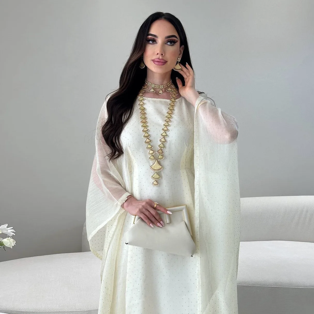 

Dubai Diamonds Abayas for New Women Muslim Modest Dress Batwing Sleeve Kaftan Jalabiya Kebaya Eid Djellaba Caftan Marocain Femme