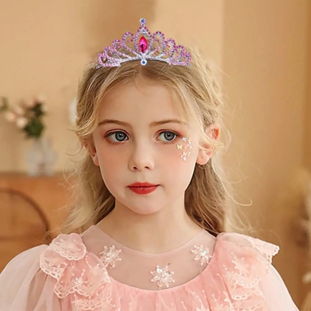 Korean Style Hairpin Cosplay Pros Children Children Girls Hair Comb Princess Aisha Tiaras Rhinestone Hairpin Crystal Crowns