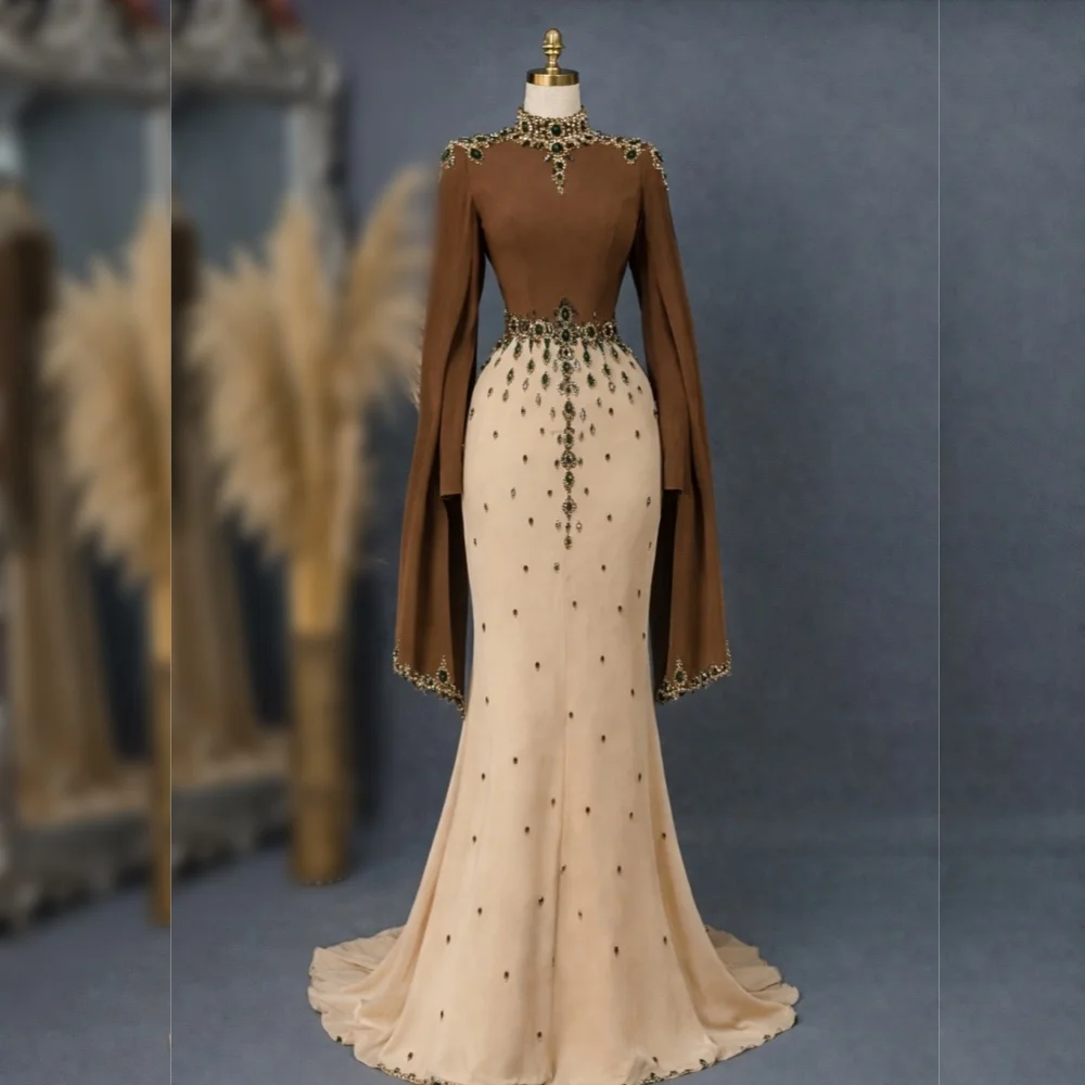 

Customized Glitter Rhinestone Saudi Arabian Formal Evening Dress Mermaid Pleat Long Dresses Bespoke Occasion Elegant Party Gown