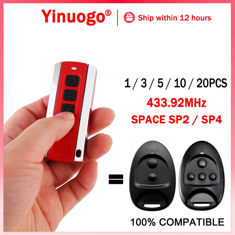 

Compatible With SPACE SP2 / SP4 Garage Remote Control 433.92MHz 4 Buttons Electric Gate Remote Control Transmitter