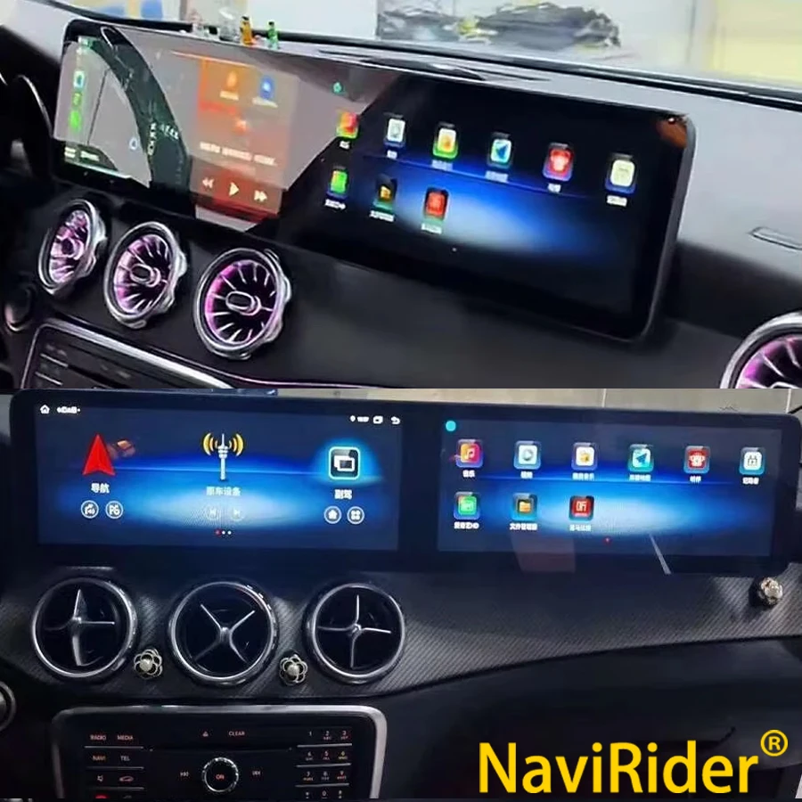 Radio de coche de doble pantalla para Mercedes Benz Clase A CLA GLA X156 2013-2018 reproductor Multimedia actualizado navegación Carplay HeadUnit GPS