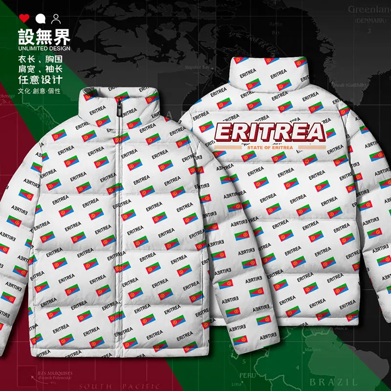 Eritrea Eritrean ERI ER country flag White duck down Jackets mens Hooded Warm Design men's clothing Thick new Winter down coat