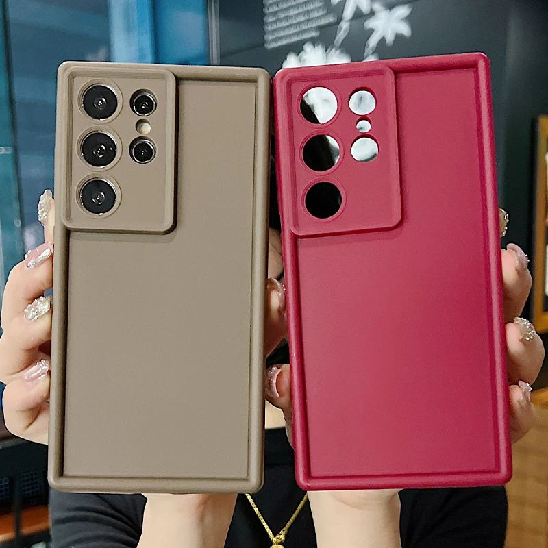 Funda de silicona suave tipo TPU para Samsung Galaxy A56 A55 A54 A53 A35 A15 A16 A25 5G S24 S26 S25 Ultra S23 FE, color caramelo 2