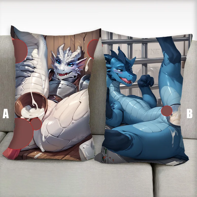 

Dakimakura Anime Pillow Funnel Dragon Furry Nsfw Half Body Cartoon Pillow Core Double Side Print Bedding Gifts