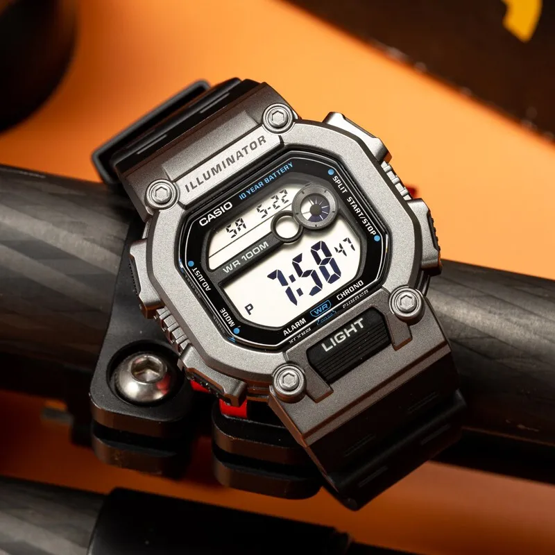 ساعة كاسيو أصلية رياضية خارجية مقاومة للماء رقمية للطلاب، ساعة كوارتز فاخرة متعددة الوظائف