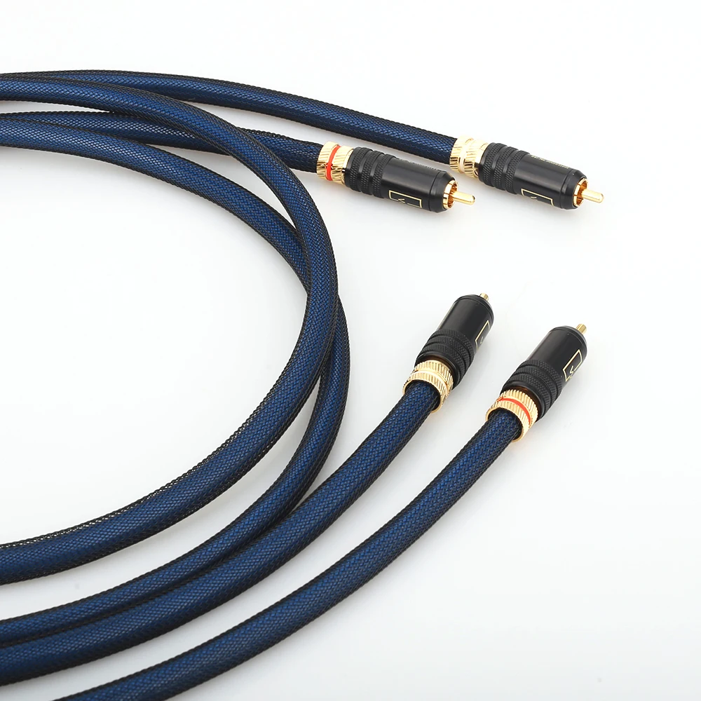 

One Pair High Quality ST-48B Rca Cable Top Grade Silver Plated RCA Male to Male Cable Gold Paint