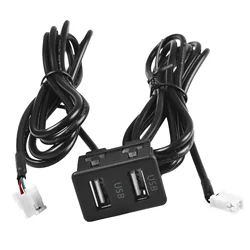 Dual USB Car Socket Charger Car Dash Mount Dual USB Port Panel Interface Extension 145cm Cable Adapter Dual USB Voltmeter Mobile