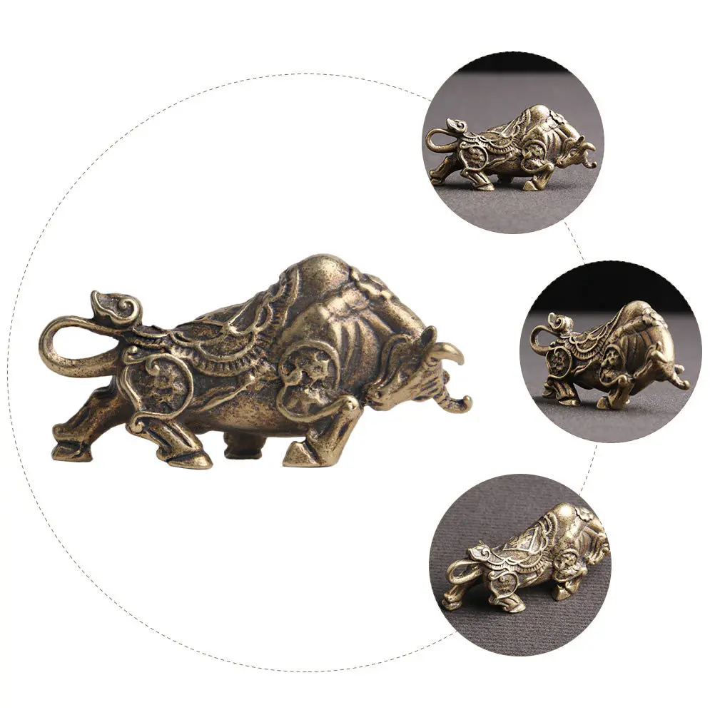 

1pcs Desktop Bull Brass Adornment Fine Craftsmanship Smooth Surface Office Tabletop Ornament Indoor Decoration