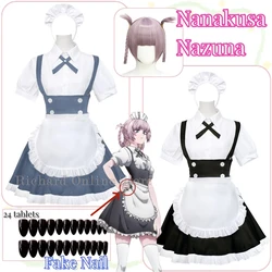 Nanakusa Nazuna Anime CALL OF THE NIGHT Maid Dress Dress Cosplay Costume Top Skirt Apron Woman Party Costume Cosplay Wig Set