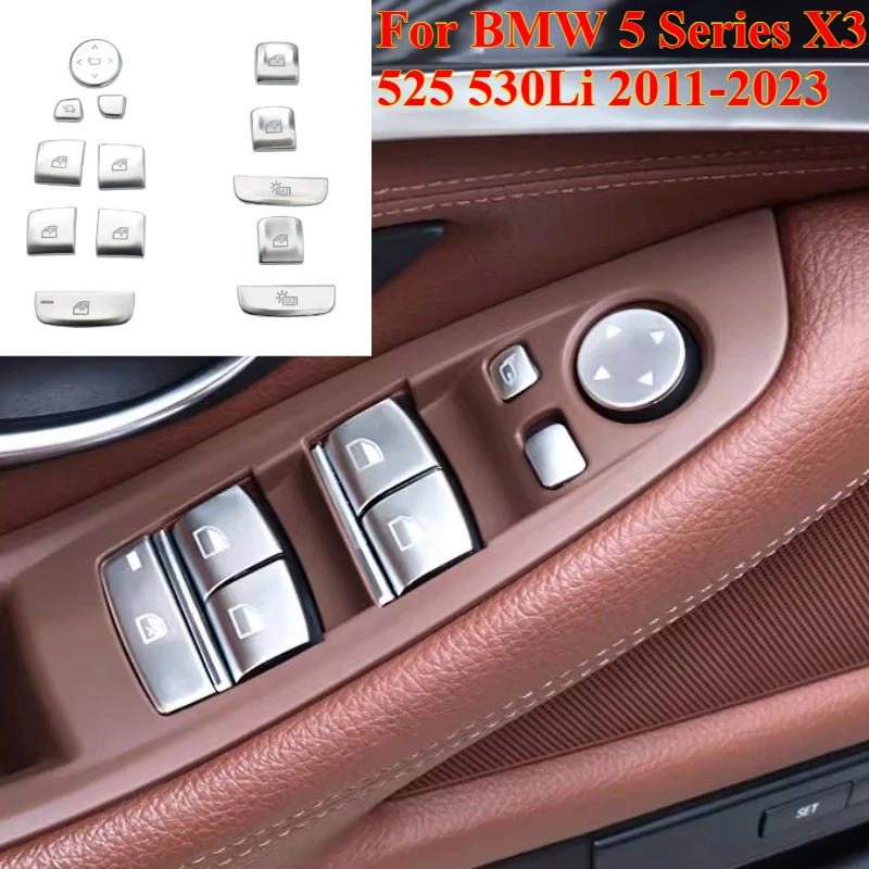 

11PCS Chrome ABS Car Interior Buttons Sequins Decoration Cover Trim Decals for BMW 5 Series X3 525 530Li 2011-2023 Car Decora