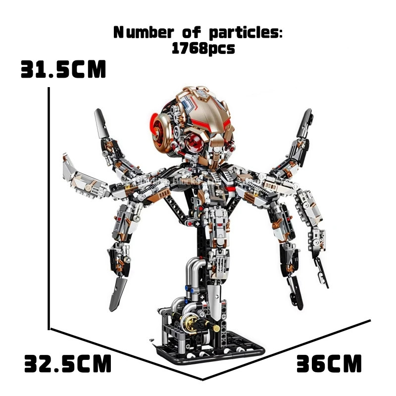 1768ピース メカニカルタコ DIY 組み立てブロック MOCモデル クリエイティブテクニカルブリック STEM教育玩具キット 大人子供向けギフト