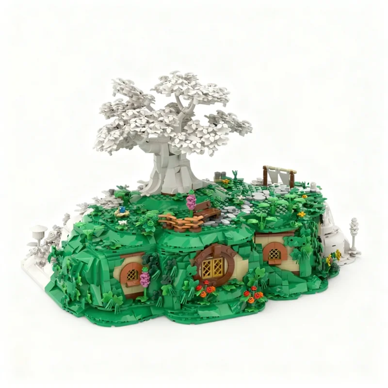 1644pcs MOC The Shire Closed Back Additional Rooms Hobbit Lord Rings Toy Model Building Christmas Gifts Blocks Architecture Idea