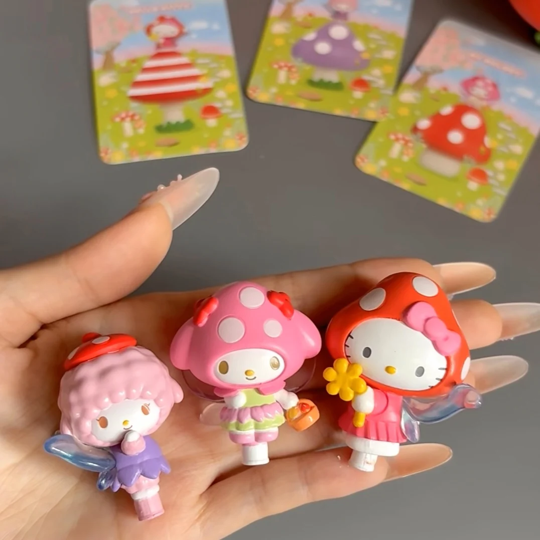 Подлинная серия Sanrio Family Mushroom Fairy, слепая коробка, фигурка HelloKitty, мультяшная милая модель, периферийная игрушка в подарок