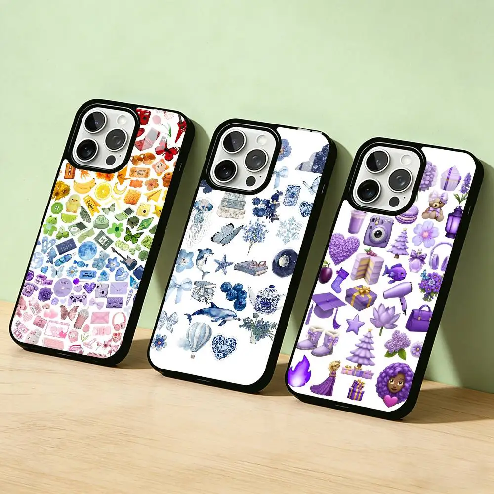 

AAA iphone emoji stickers Phone Case For iPhone 17 16 15 14 13 12 11 Pro Max Plus Silver Matte Black Cover