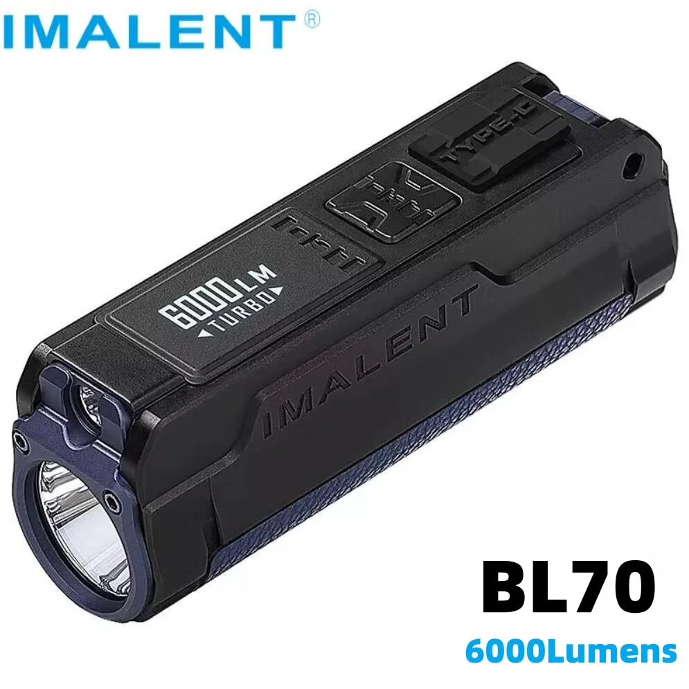 IMALENT BL70 مصباح EDC قوي 6000 لومن مصباح يدوي XHP70 HI LED Type-C قابل لإعادة الشحن
