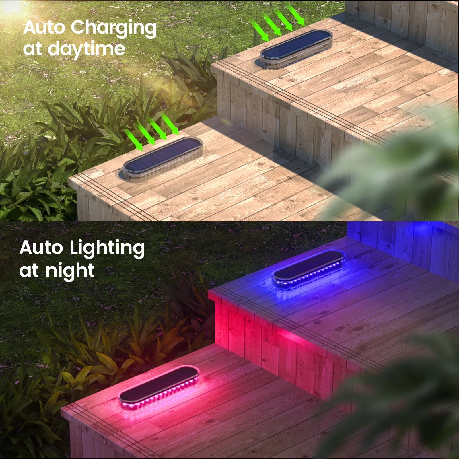 Imagem -02 - Impermeável Anti-roubo Led Solar Step Lamp Luz de Escada ao ar Livre Decoração de Iluminação para Jardim Deck Cores Rgb Ip68