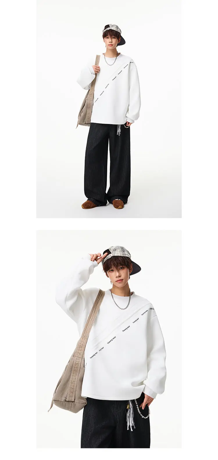 LUZHEN 2026 Autumn New Stripe Printed Loose Round Neck Casual Sweater Pullover Men's Fashion Korean Long Sleeve T-shirts JY8319