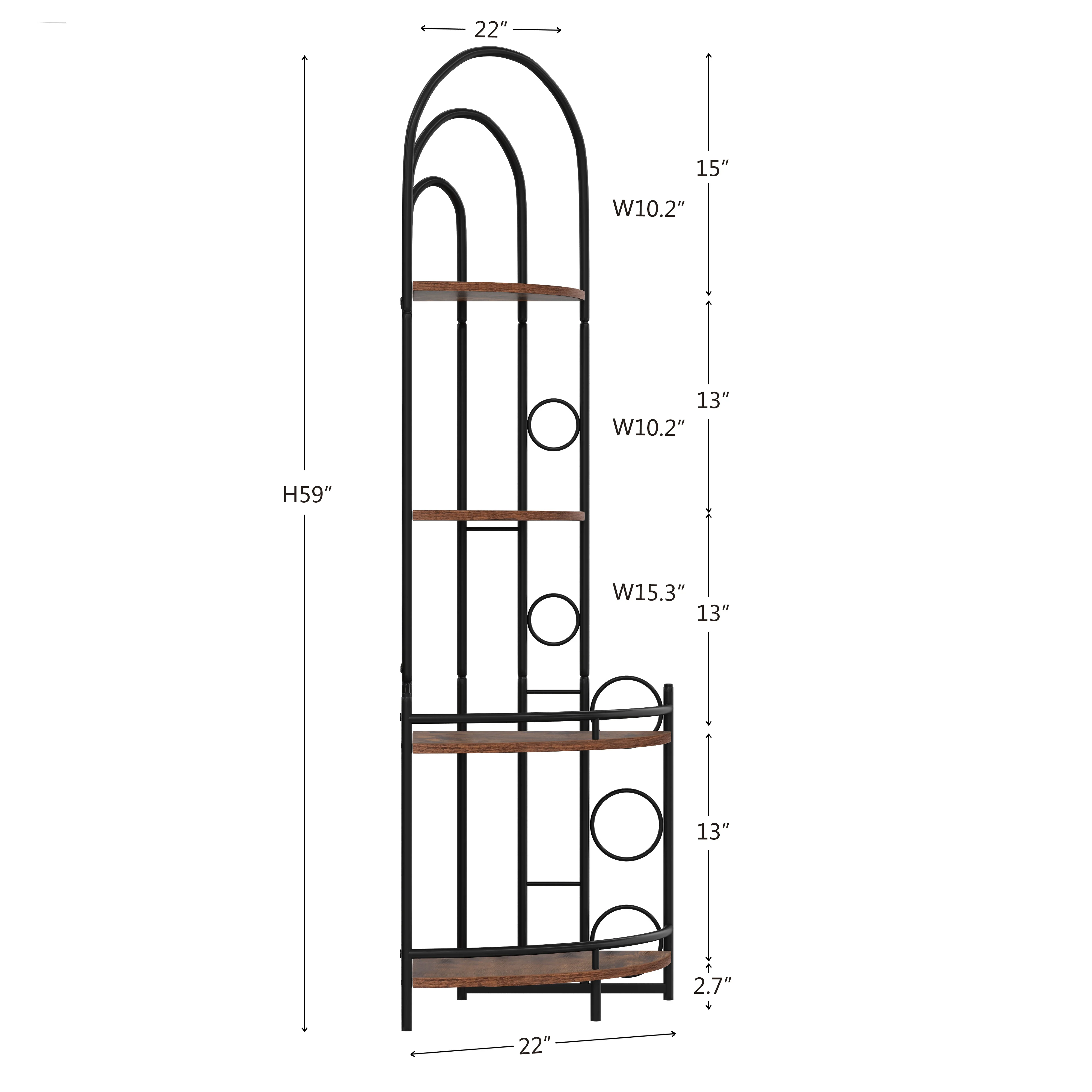 Libreria angolare a 4 livelli, stile moderno, supporto per piante con struttura in metallo