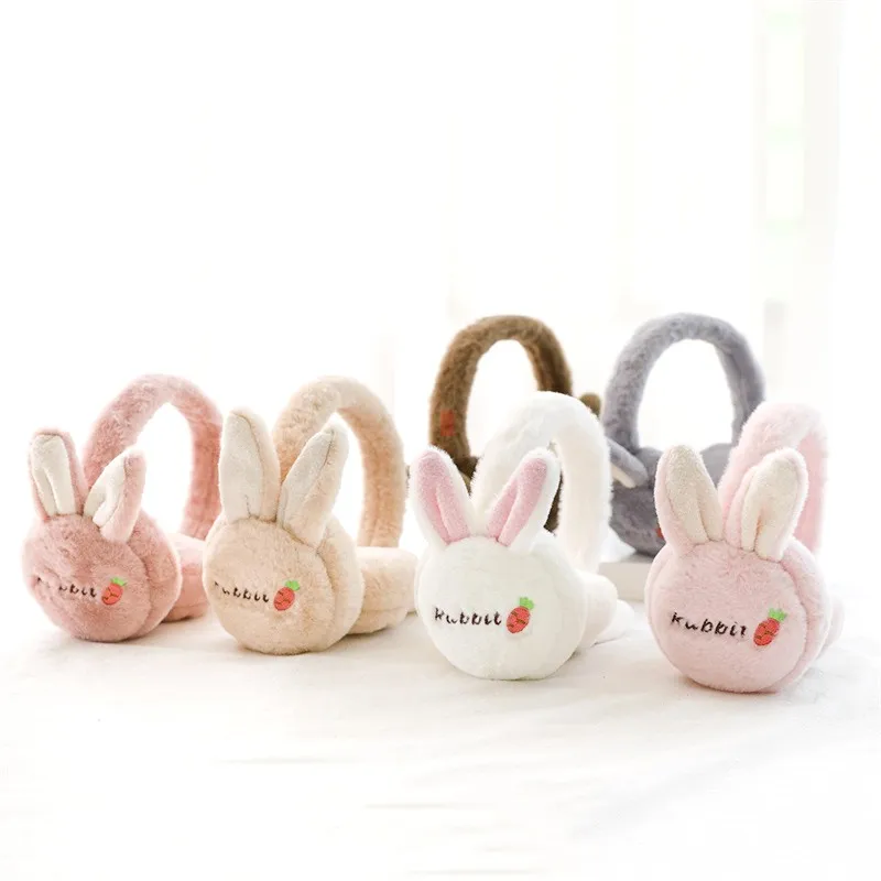 Earmuffs de coelho dobrável infantil, regalos de orelha, Earmuffs, adorável, à prova de vento, luxuoso, Earlap, fofo, coelho, quente, mulheres, meninas, inverno, novo