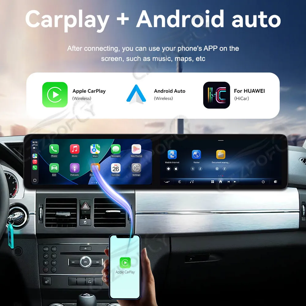 12.3 "أندرويد 13 CarPlay راديو السيارة لمرسيدس بنز GLK 2009-2012 شاشة تعمل باللمس مشغل وسائط متعددة لتحديد المواقع والملاحة اكسسوارات السيارات #4