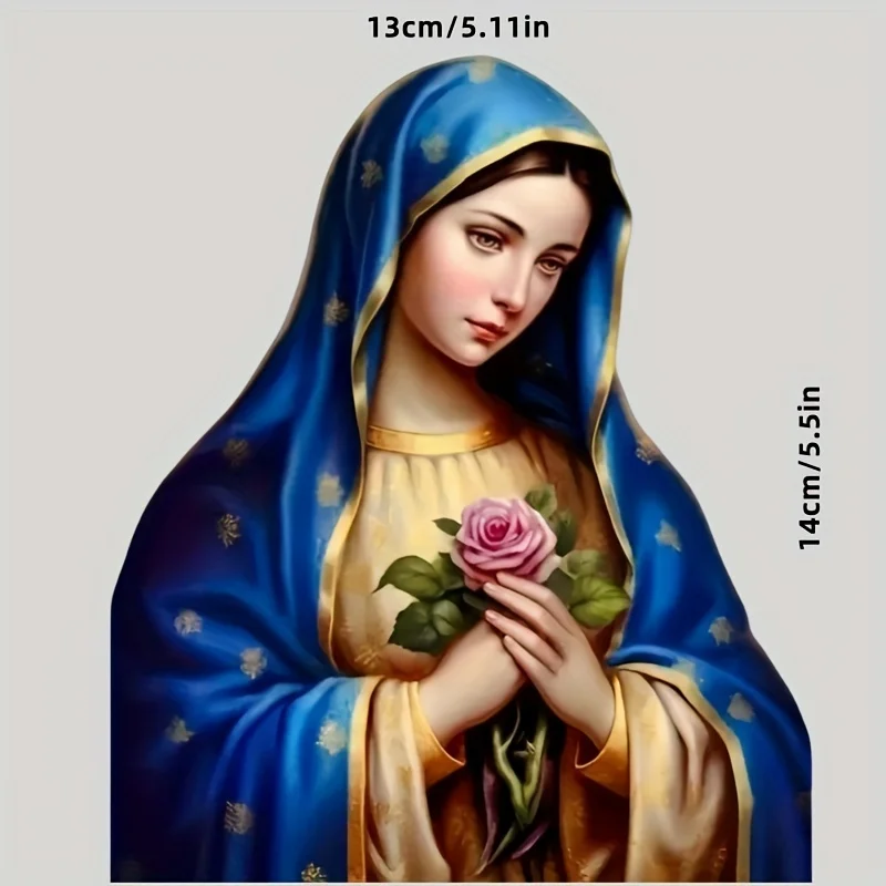 1Pc 2D Flat Virgin Mary Vinyl Sticker Glossy Scratch Resistant For Car Motorcycle Laptop Home Office Religious Decor Gift
