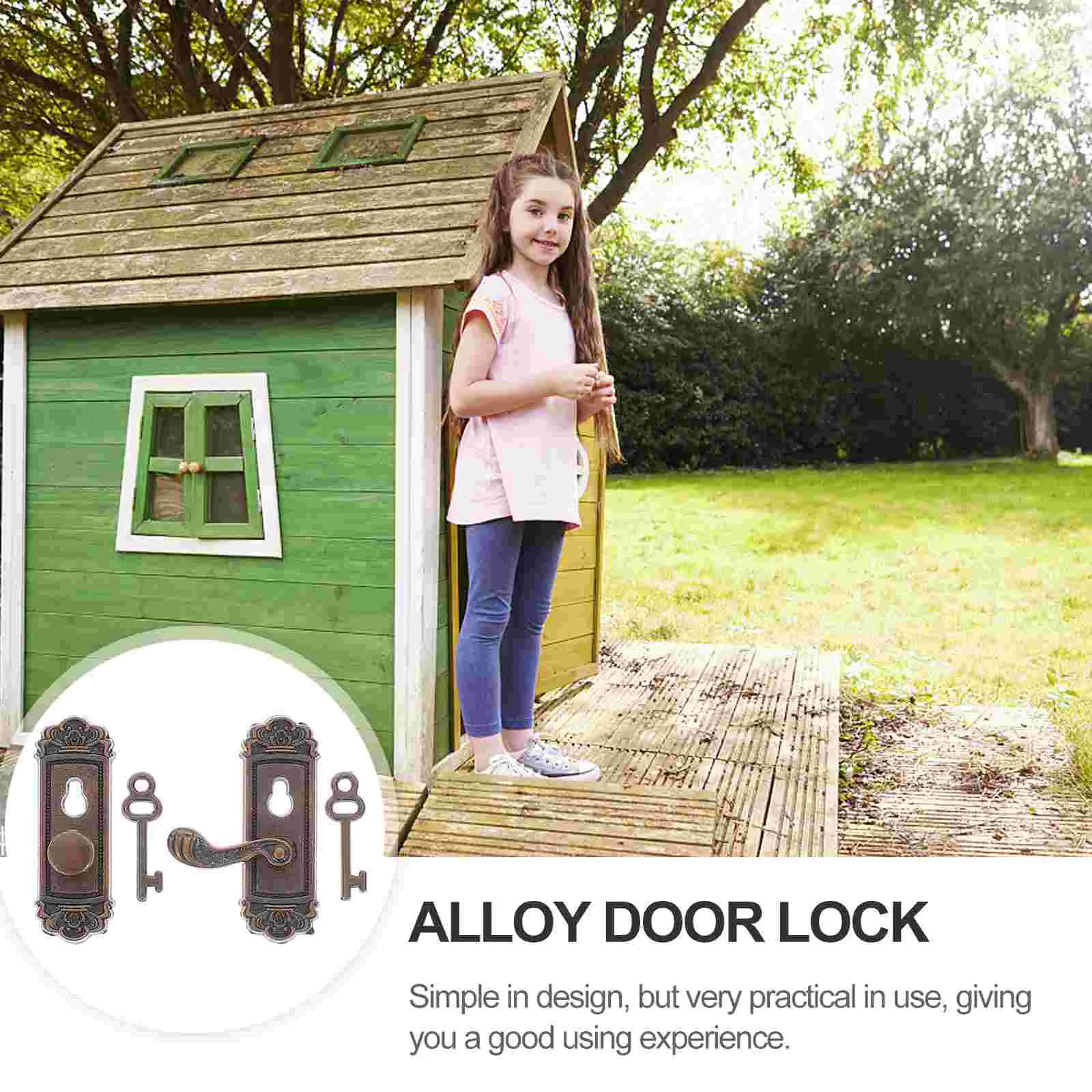 1 Set Small Vintage Door Locks Alloy House Miniature Toy with Keys miniature door lock dollhouse door lock