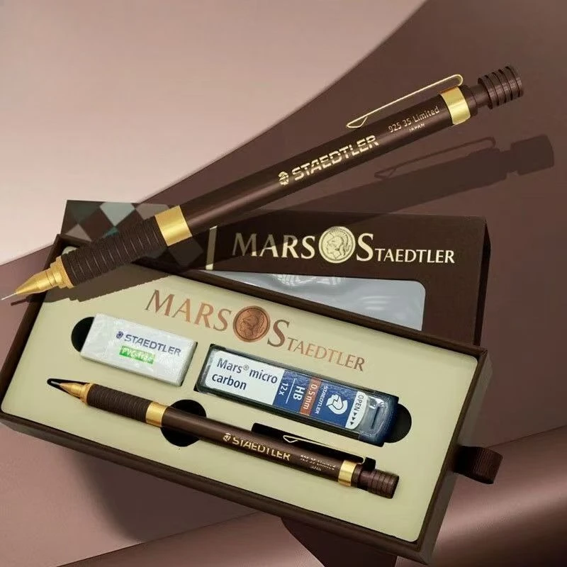 crayon-automatique-allemand-staedtler-92535-hb-05-mm-marron-chocolat-or-edition-limitee-crayon-en-metal-boite-cadeau