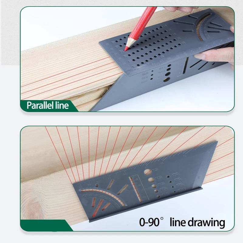 Imagem -06 - Carpintaria Medidor Régua 3d Mitre Ângulo de Medição Praça Medida Ferramenta 45 Graus e 90 Graus com Lápis Carpinteiro Nova Chegada