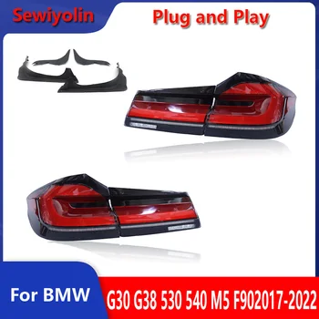 BMW 530 540 M5 F90 용 G38 G30 LED 후미등, 2017-2022 후면 램프, DRL 플러그 앤 플레이, 깜박이 스티어링, 2 개 세트, 자동차 액세서리