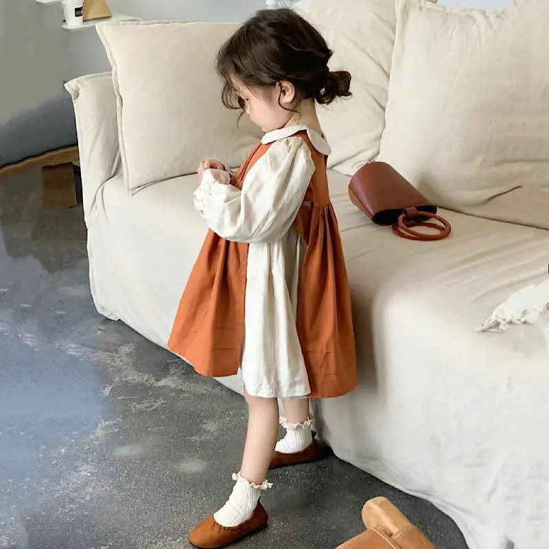 Children Clothing Girls Set Mori Waist Apron Embbroidered Dress Princess 2024 New Fashionable Spring and Summer Casual Dress