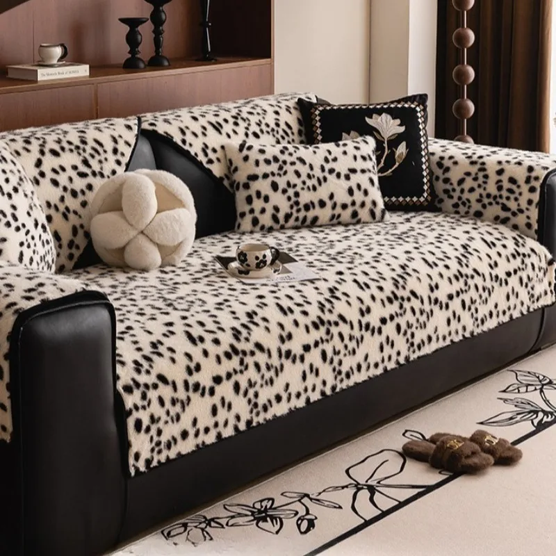 NEW Advanced Leopard Print Sofa Cushion with Thickened Anti Slip Straight Row Seat Cushion Released in Autumn and Winter Sand